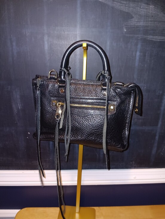 Rebecca Minkoff Handbags - Rebecca Minkoff Black Pebbled Leather Satchel with Gold Hardware